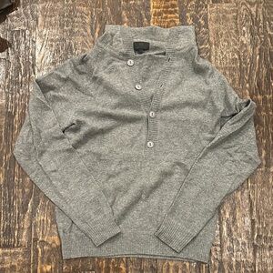 Gray Button-Up Men's hoodie Sweater - 100% cashmere size small